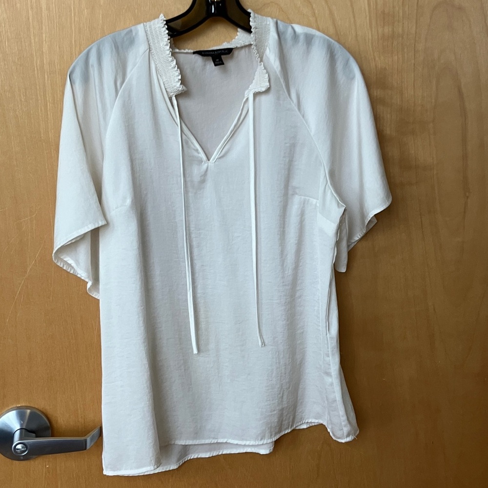 Banana Republic Cream Blouse with Textured Collar